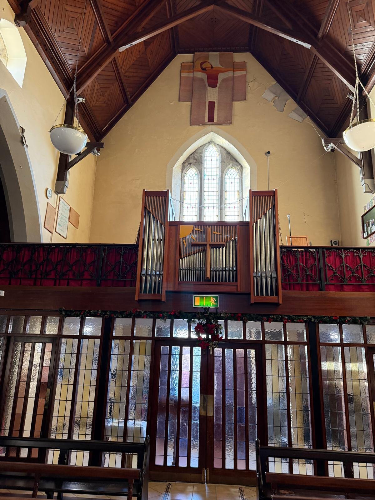 Completed pipe organ in church